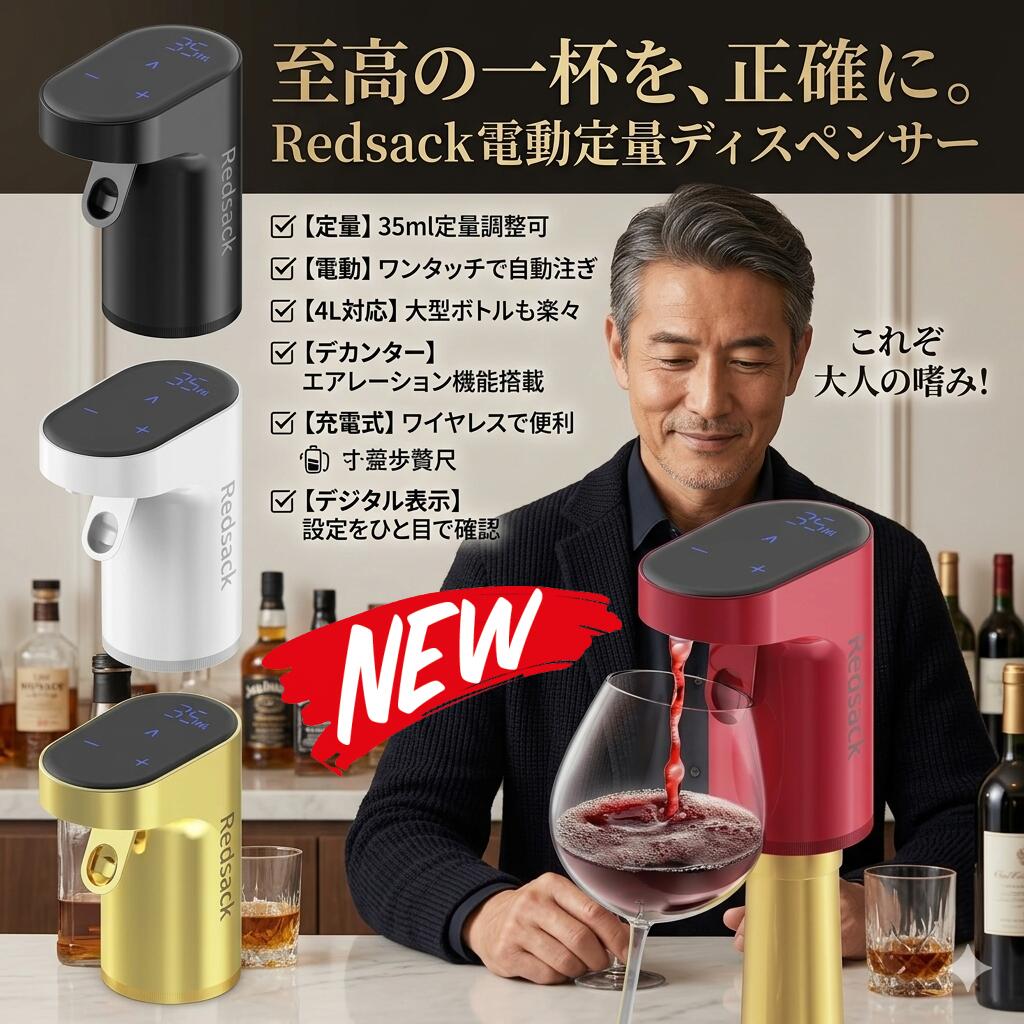 Redsack ウイスキーポンプ4L定量調整可 電動定量ディスペンサー酒ポンプ ワインデカンター充電式 自動流量分布 デジタル表示 ウイスキーワインディスペンサー 電動ワインディスペンサー 自動ワインディスペンサー ワインエアレーター 電動ワインエアレーター ワインデカンタ