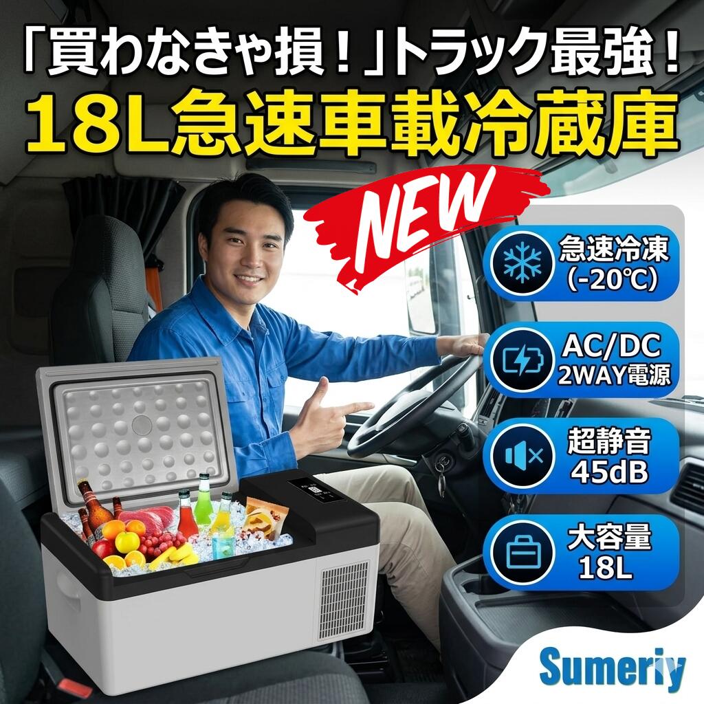 車載冷蔵庫 ポータブル冷蔵庫 車載用冷蔵庫 車載冷凍庫 冷蔵冷凍庫 車用冷蔵庫 小型冷蔵庫 18L 18リットル 急速冷凍 急速冷却 -20℃ 20℃ 温度調整 温度設定 2WAY電源 AC100V DC12V DC24V 車載家庭両用 家庭用 冷凍 冷蔵 静音 静音設計 低電圧保護 バッテリー コンプレッサー 13,244円