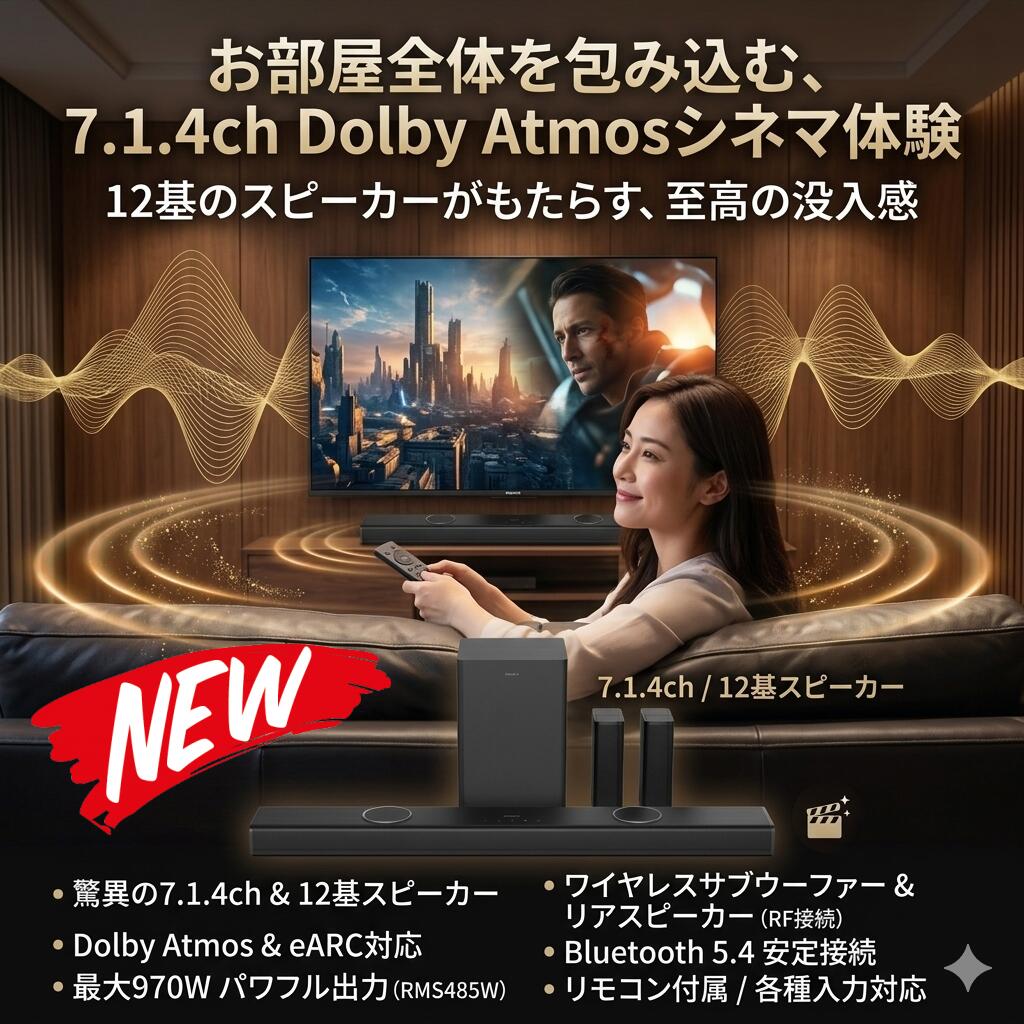 最短またの日 \"30日返品引き受ける\"" \""貨物輸送無料\"" Philips(フィリップス) 物音赤ちょうちん テレビ受像機 用 7.1.4ch 金棒引き 物音赤ちょうちん 金棒引き テレビ受像機 老人ホーム芝居小屋 無線電話 マイコン bluetooth HDMI ARC 光デジタル 競り合い かっこ良い電話機 マイコン スマホ TV サブウーファー シアターバ"