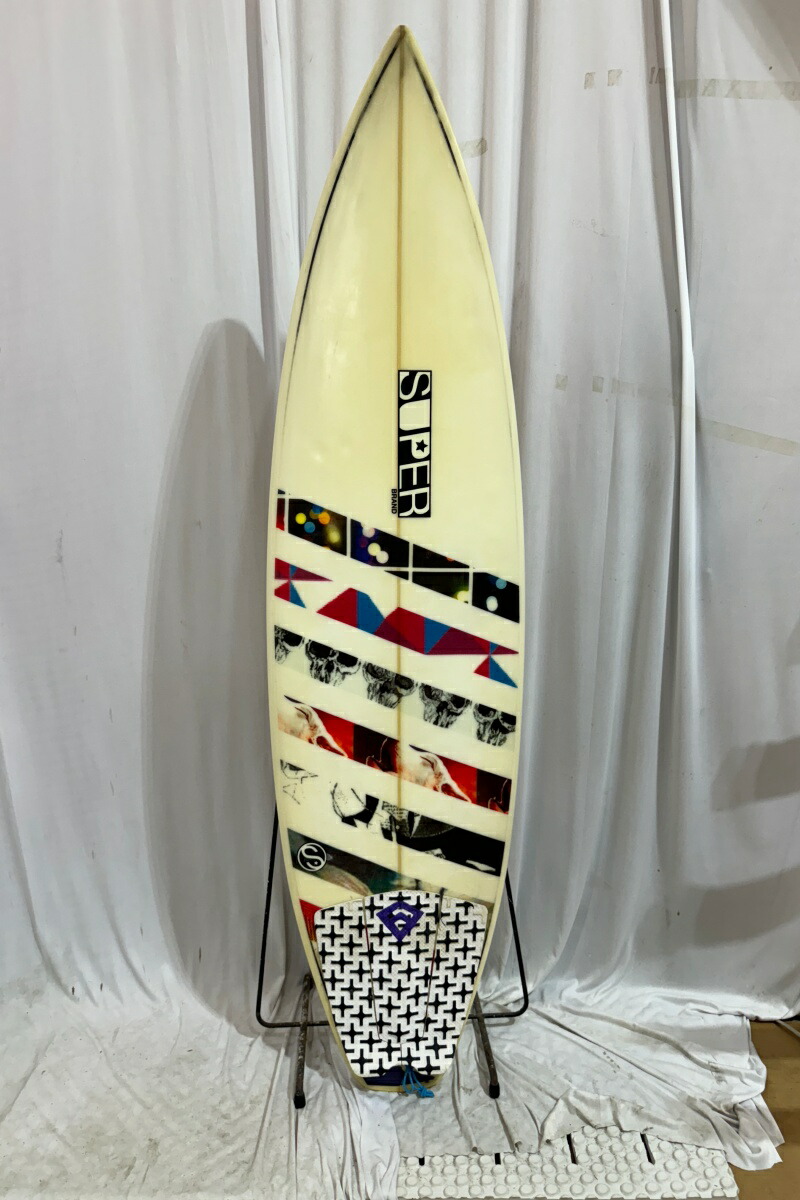 【中古】SUPER BRAND (スーパーブランド) ショートボード［CLEAR×DESIGN］5’10” サーフボード