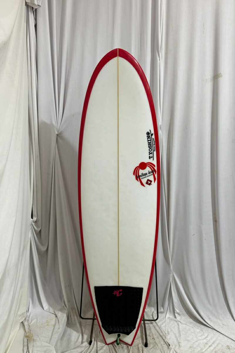 【中古】KAMIKAZE DESIGN (カミカゼデザイン) YOSHINO シェイプ ショートボード [CLEAR×RED] 5'10\