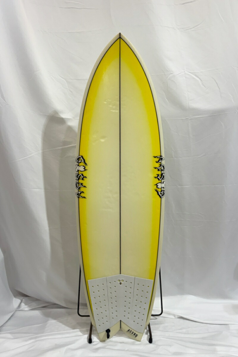 【中古】ACSOD (アレックスクルーズシェイプス) TWO FANGS モデル ショートボード [YELLOW×CLEAR] 57\" サーフボード