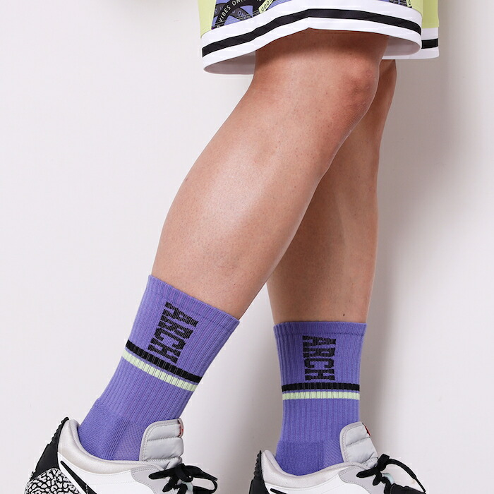 Arch(アーチ)グッズソックスdroplinecrewmid.socks【purple/black】バスケウェア