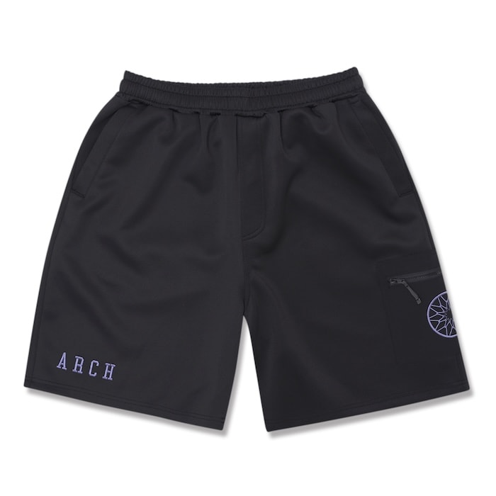 Arch BB rim jersey short pants【black/purple】 アーチ形 バスケ 遊撃手ズボン下