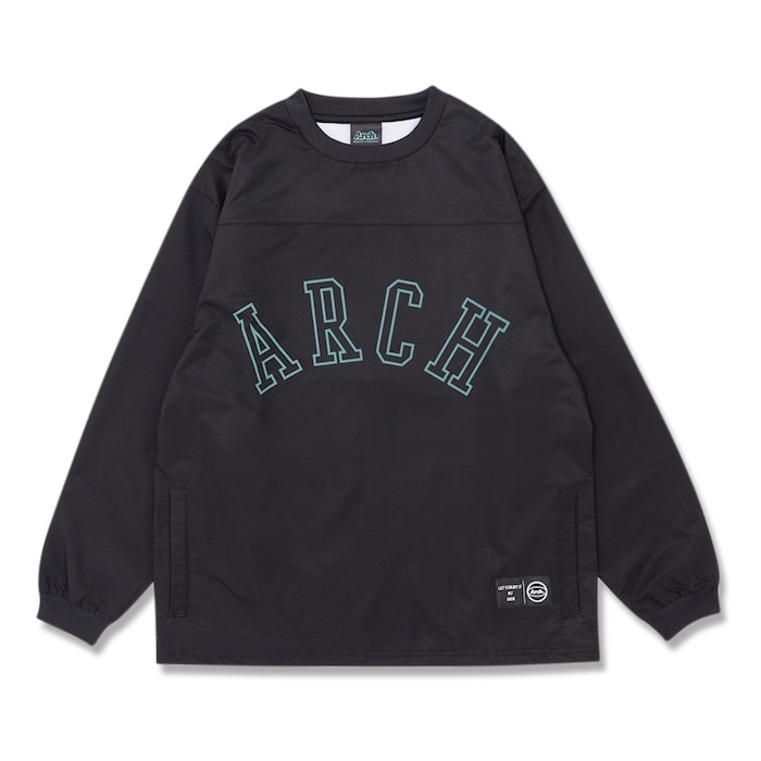 Arch college logo wind crewneck shirt【black】 アーチ形 バスケ ウィンドクルーネックシャツ
