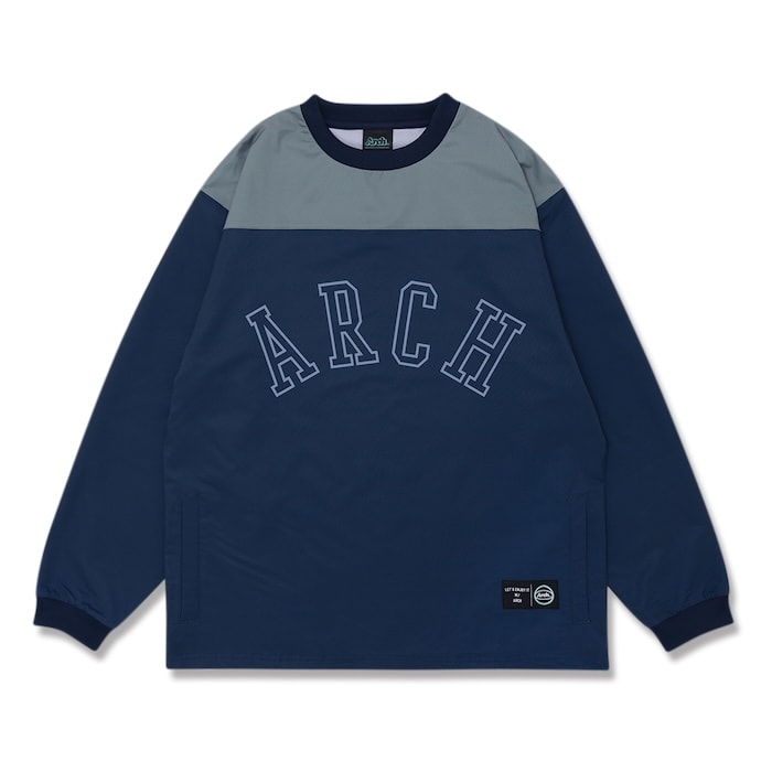 Arch college logo wind crewneck shirt【navy】 アーチ バスケ ウィンドクルーネックシャツ