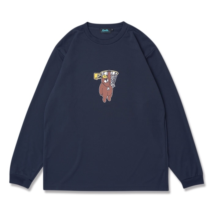 Arch My hoop kumasan L/S tee [DRY]【navy】 アーチ バスケ 長袖Tシャツ