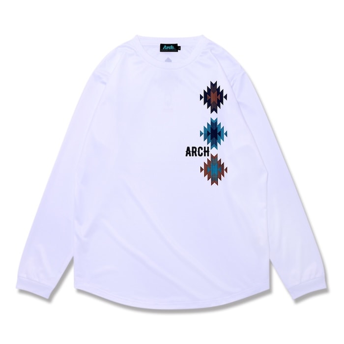 Arch native pattern L/S tee [DRY]【white】 アーチ バスケ 長袖Tシャツ