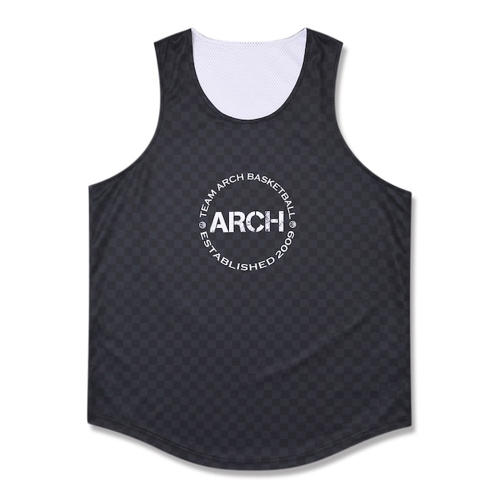 Arch checkered rev. tank [DRY]【black/white】 アーチ形 バスケ リバーシブルタンクトップ