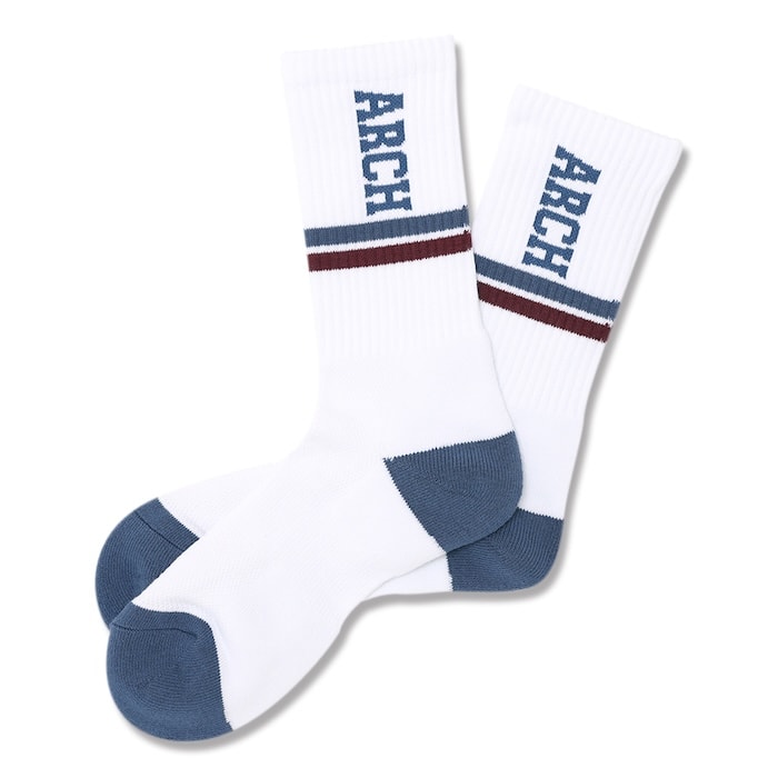 Arch drop line crew mid. socks【white/blue】画像