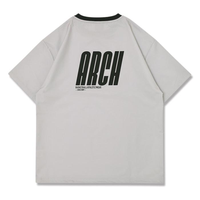Arch tilt logo wind crewneck S/S shirt【warm gray】 アーチ形 バスケ 半袖ティーシャツ