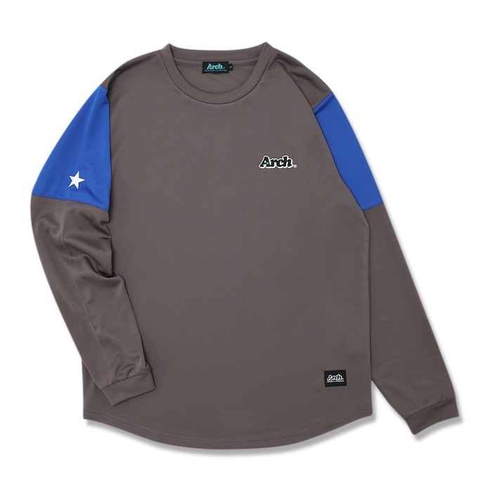 Arch slv switching L/S tee [DRY]【charcoal/blue】 アーチ バスケ 長袖Tシャツ