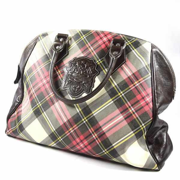 Vivienne Westwood / ヴィヴィアンウエストウッド ■旗幟 ボストンバッグ PVC 弁慶格子 【御徒面子/うしろ側/BAG/鞄/鞄】 VW1【中古】