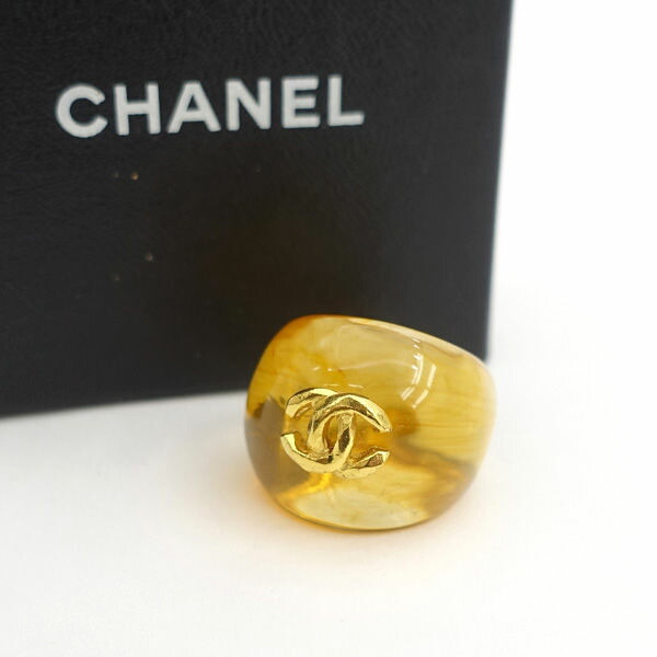 CHANEL / シャネル ◆ロゴ リング ゴールド プラスチック アンバー風 14号 99 P ブランド【中古】