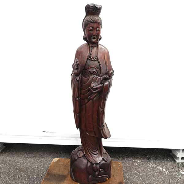 【価格見直し】【2026/04/13】◆【雑貨】木彫りの仏像 ブラウン 巨大 152cm 生活雑貨【中古】 【代引不可】【同梱不可】
