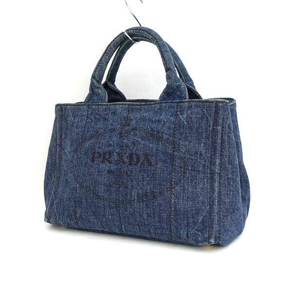 【価格見直し】【2026/03/30】PRADA / プラダ ■トートバッグ キャンバス ネイビー プラダメタル 【バッグ/バック/BAG/鞄/カバン】 ブランド【中古】