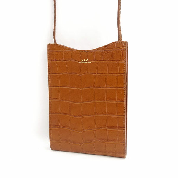 A.P.C. / アーペーセー ■型押し ミニショルダーバッグ なめし革 赤銅色 【御徒面子/うしろ側/BAG/鞄/嚢】 ブランド名【中古】