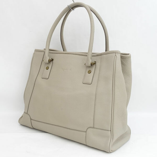 agnes b / アニエスベー ■トートバッグ なめし革 樅革 ベージュ 商行為 【御徒面子/うしろ側/BAG/鞄/嚢】 ブランド名【中古】