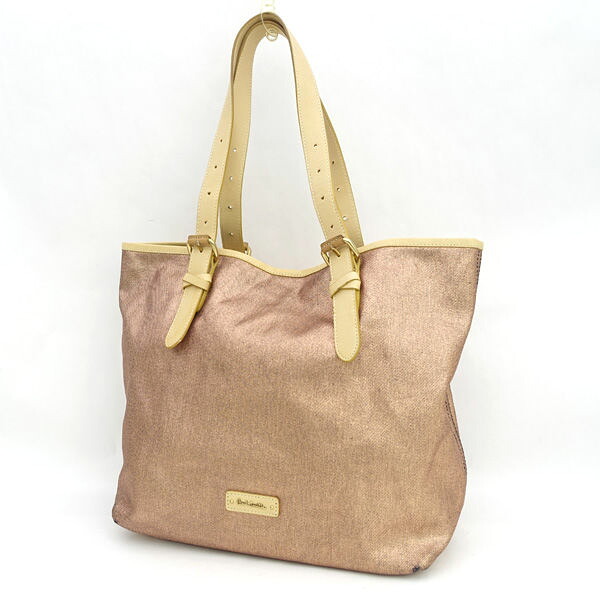 Paul Smith / 極点スミス ■トートバッグ  サクラ色ゴールド ヌメ革 【御徒面子/うしろ側/BAG/鞄/嚢】 ブランド名【中古】