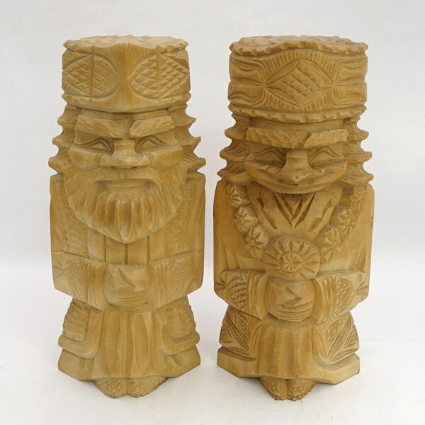 楽天市場】【中古】装飾 木彫りアイヌの人 幅300×奥行300×高さ500