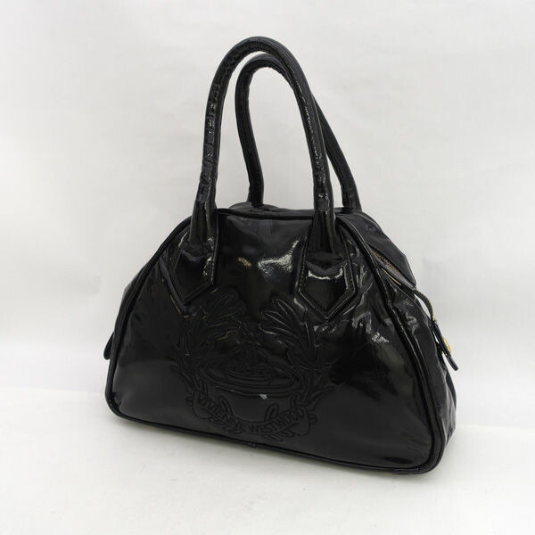 ヴィヴィアンウエストウッド ヤスミン オーブ エナメル ハンドバッグ 黒 手提げ Vivienne Westwood ヴィヴィアンウエストウッド バッグ YASMINE