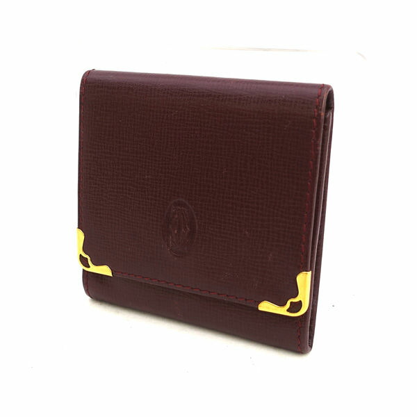 【百貨店SALE】Cartier / カルティエ ■船檣伝達ルート コインケース ボルドーワイン 【紙入れ/サイフ/ウォレット/wallet/硬貨】 ブランド名【中古】