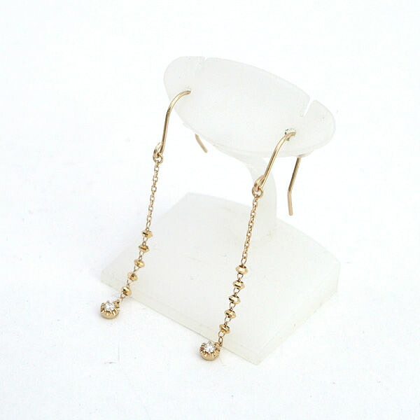 ヴァンドーム青山 ◆K18 PG ダイヤモンド 両耳 ピアス シリコンキャッチ 【イヤリング/ピアス/アクセサリー】 ブランド【中古】