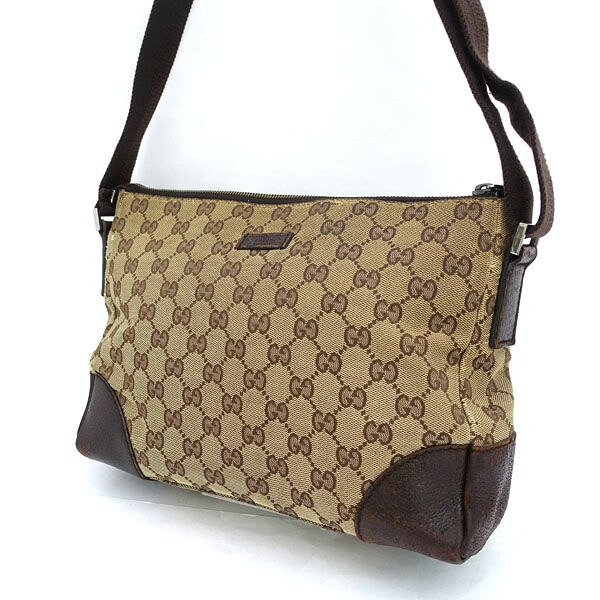 GUCCI / グッチ ■GGキャンバス ショルダーバッグ ブラウン 【バッグ/バック/BAG/鞄/カバン】 ブランド【中古】