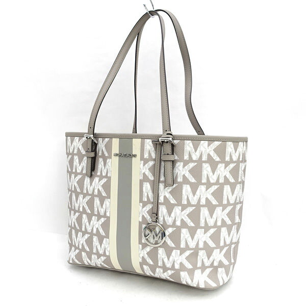 MICHAEL KORS / マイケルコース ◆トートバッグ/ジェットセット トラベル MK/PVC/グレー 35S1STVT2B 【バッグ/バック/BAG/鞄/カバン】 レディースファッション【中古】