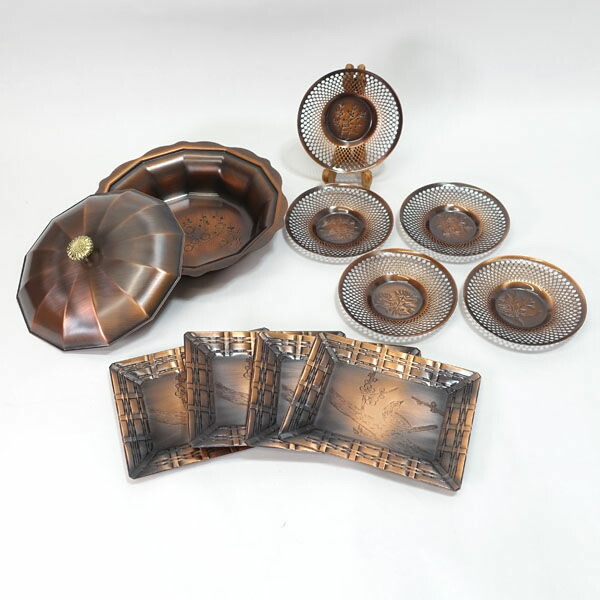 黄銅　菓子器鉢　金属皿　骨董品　時代物 楽天市場】【中古】【金属】金寿堂造 丸形黄銅菓子器（共箱