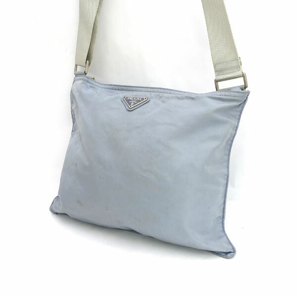 PRADA / プラダ ■差し交わす上半身 ショルダーバッグ ナイロン 青色 【御徒面子/うしろ側/BAG/鞄/鞄】 ブランド名【中古】