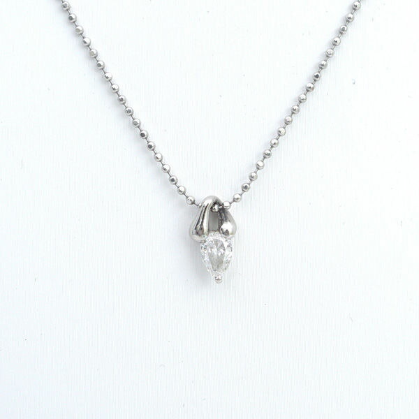 ◆Pt850/Pt900 D0.375ct ペアシェイプ ネックレス 【ネックレス/ペンダント/トップ/アクセサリー】 ブランド【中古】