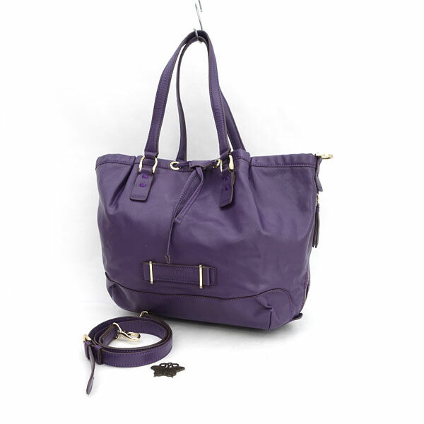 【価格見直し】【2026/04/13】ANNA SUI / アナスイ ■トートバッグ 2WAY レザー パープル ショルダー チャーム付き 【バッグ/バック/BAG/鞄/カバン】 ブランド【中古】