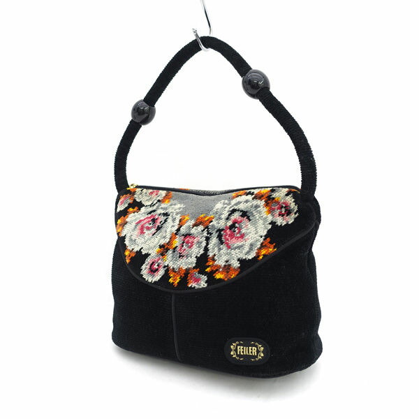 FEILER / フェイラー ■ハンドバッグ ポーチ ウール ブラック 【バッグ/バック/BAG/鞄/カバン】 ブランド【中古】