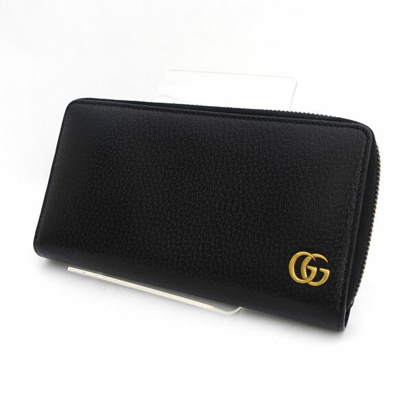 GUCCI / グッチ ◆GGマーモント ラウンドジッパー長紙入れ 黒いこと 428736 【紙入れ/サイフ/ウォレット/wallet/硬貨】 ブランド名【中古】