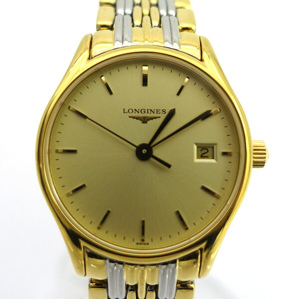 LONGINES / ロンジン ◆Lyre リール コンビカラー デイト シャンパン文字盤 レディース 腕時計 L4.259.2 【レディース/ガールズ/LADY/女性】【腕時計/うでとけい/ウォッチ/Watch】【クォーツ】 ブランド【中古】 ｜アーチェリー２（Ａｒｃｈｅｒｙ） 39,082円