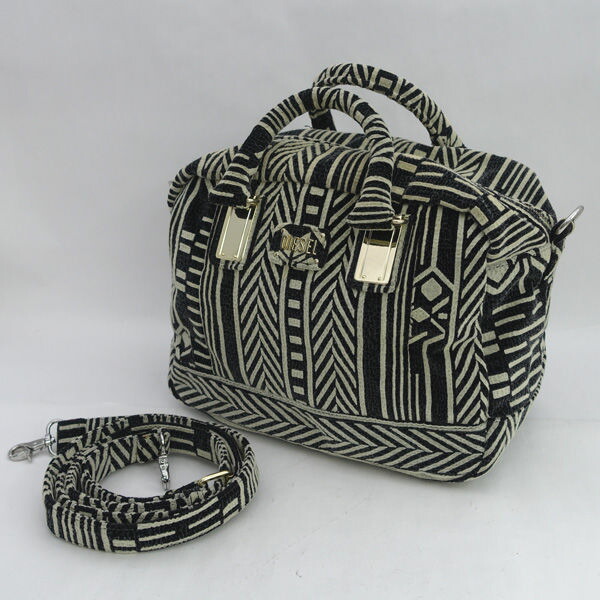 DIESEL / ディーゼル ◆2wayハンドバッグ/ショルダー/総柄/ブラック×ホワイト 【バッグ/バック/BAG/鞄/カバン】 レディースファッション【中古】