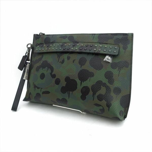 COACH / コーチ ◆セカンドバッグ クラッチバッグ カモフラ スタッズ カーキ 27871 【バッグ/バック/BAG/鞄/カバン】 ブランド【中古】