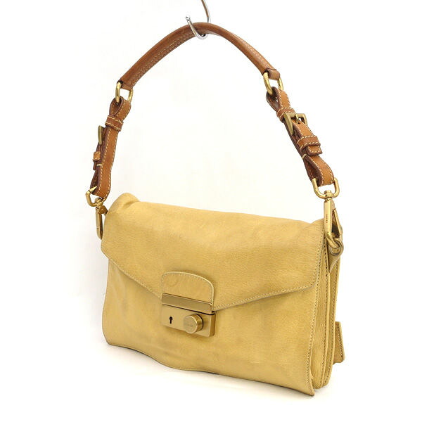PRADA / プラダ ■セミショルダーバッグ レザー ベージュ 【バッグ/バック/BAG/鞄/カバン】 ブランド【中古】 27,110円