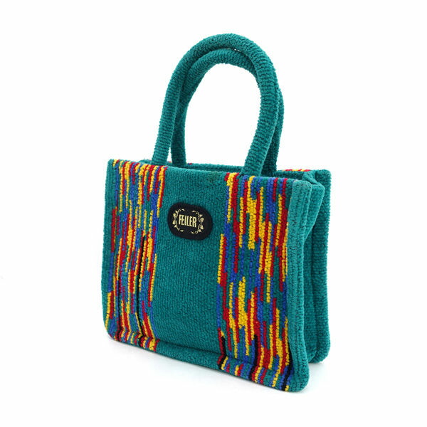FEILER / フェイラー ■ミニハンドバック 綿織物 ターコイズグリーン 【御徒面子/うしろ側/BAG/鞄/鞄】 ブランド名【中古】