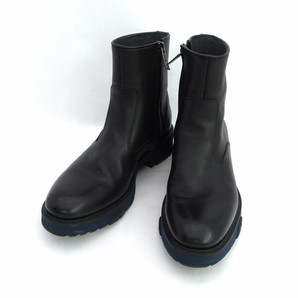 Salvatore Ferragamo / サルヴァトーレフェラガモ ◆サイドジップ ブーツ レザー ロゴ ブラック 5.5 LC 51419 【メンズ/MEN/男性/ボーイズ/紳士】【靴/クツ/シューズ/SHOES】 ブランド【中古】