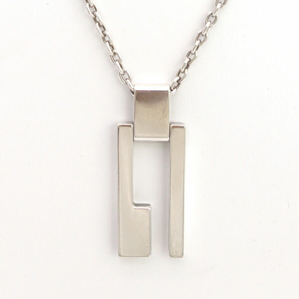 GUCCI / グッチ ◆Gロゴ カットアウト プレート ネックレス SILVER 925 小豆 【ネックレス/ペンダント/トップ/アクセサリー】 ブランド【中古】