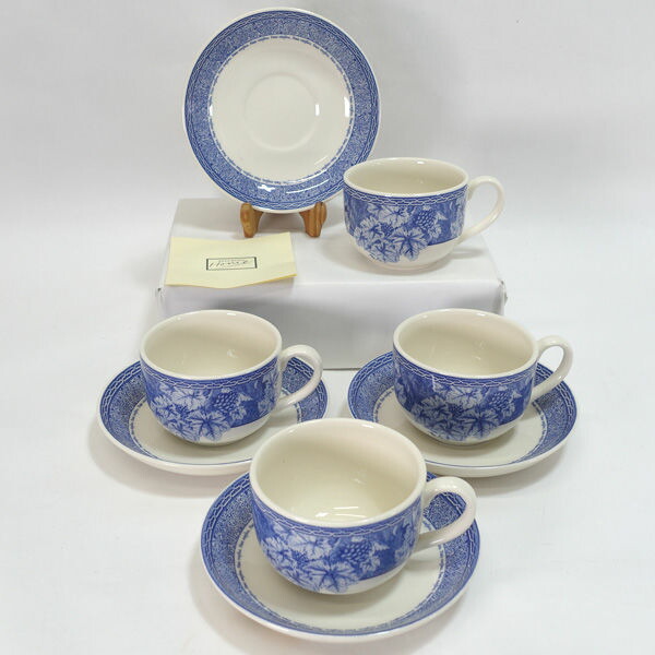WEDGWOOD HOME VINTAGE BLUE ◆【洋食器】ウエッジウッド/ヴィンテージブルー 優勝杯\u0026平円盤(4客) 36586 雑貨 寄せあわせ 西洋瀬戸もの 差し上げ物【未当て嵌める】