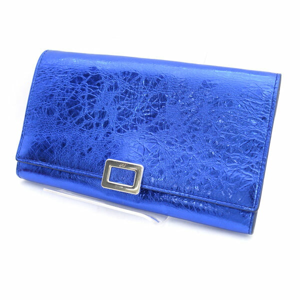 Roger Vivier /　ロジェ ヴィヴィエ ◆二つ折り長財布/チェーンポシェット/ブルー/箱付き 【財布/サイフ/ウォレット/wallet/コイン】 レディースファッション【中古】