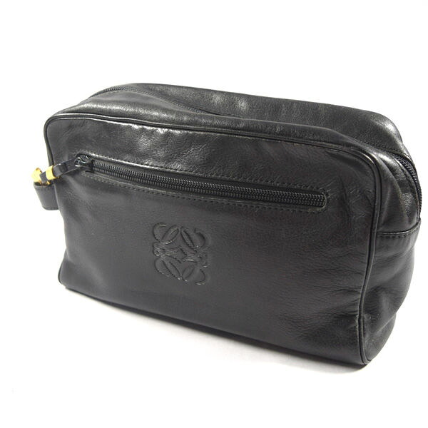 LOEWE / ロエベ ■アナグラム クラッチバッグ レザー ブラック 【バッグ/バック/BAG/鞄/カバン】 ブランド【中古】 |アーチェリー2(Archery)