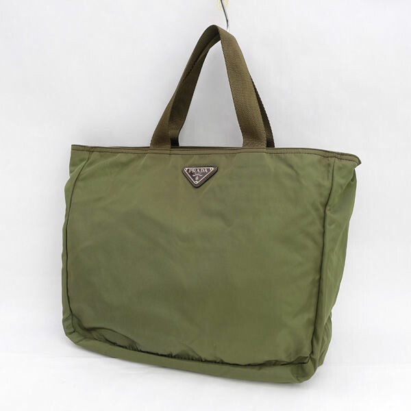 PRADA / プラダ ■ハンドバック ナイロン オリーブ B7789F 【御徒面子/うしろ側/BAG/鞄/鞄】 ブランド名【中古】