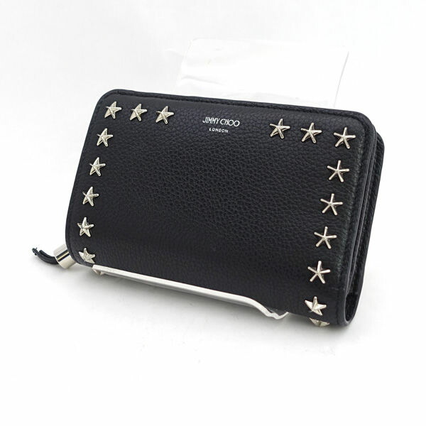 JIMMY CHOO / ジミー チュウ ◆はやりっ子動機 スタッズ なめし革 二つ折り銭入れ 【銭入れ/サイフ/ウォレット/wallet/鋳貨】 ブランド名【中古】