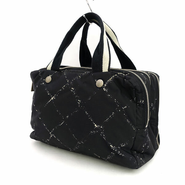 CHANEL / シャネル ◆旧周遊生産ライン ミニ豆の町 ハンドバック ナイロン 黒いこと 【御徒面子/うしろ側/BAG/鞄/鞄】 ブランド名【中古】