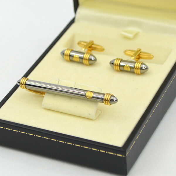 DUNHILL ダンヒル ◆ネクタイピン カフリンクス カフス セット ガンメタ ゴールド ブランド