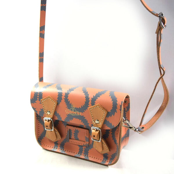 【価格見直し】【2026/03/30】Vivienne Westwood / ヴィヴィアンウエストウッド ■サッチェル スクイグル ショルダーバック レザー オレンジ 【バッグ/バック/BAG/鞄/カバン】 ブランド【中古】